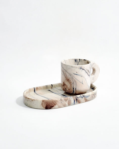 Marble Storm Small Mug & Tray